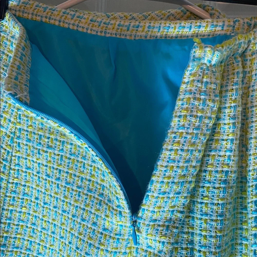 Dana Buchman Women's Yellow and Blue Tweed 2 Piece Skirt Suit Blazer Jacket - Picture 11 of 13